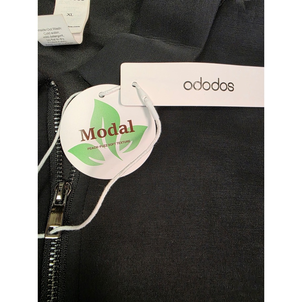 ODODOS Women Quarter Zip Pullover Sweatshirt Black Modal Blend XL - Picture 4 of 7